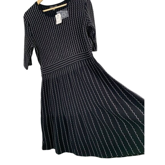 Saks Fifth Avenue XL Black Fit & Flare Cotton Sweater Knit Dress RX10454 - Picture 1 of 7